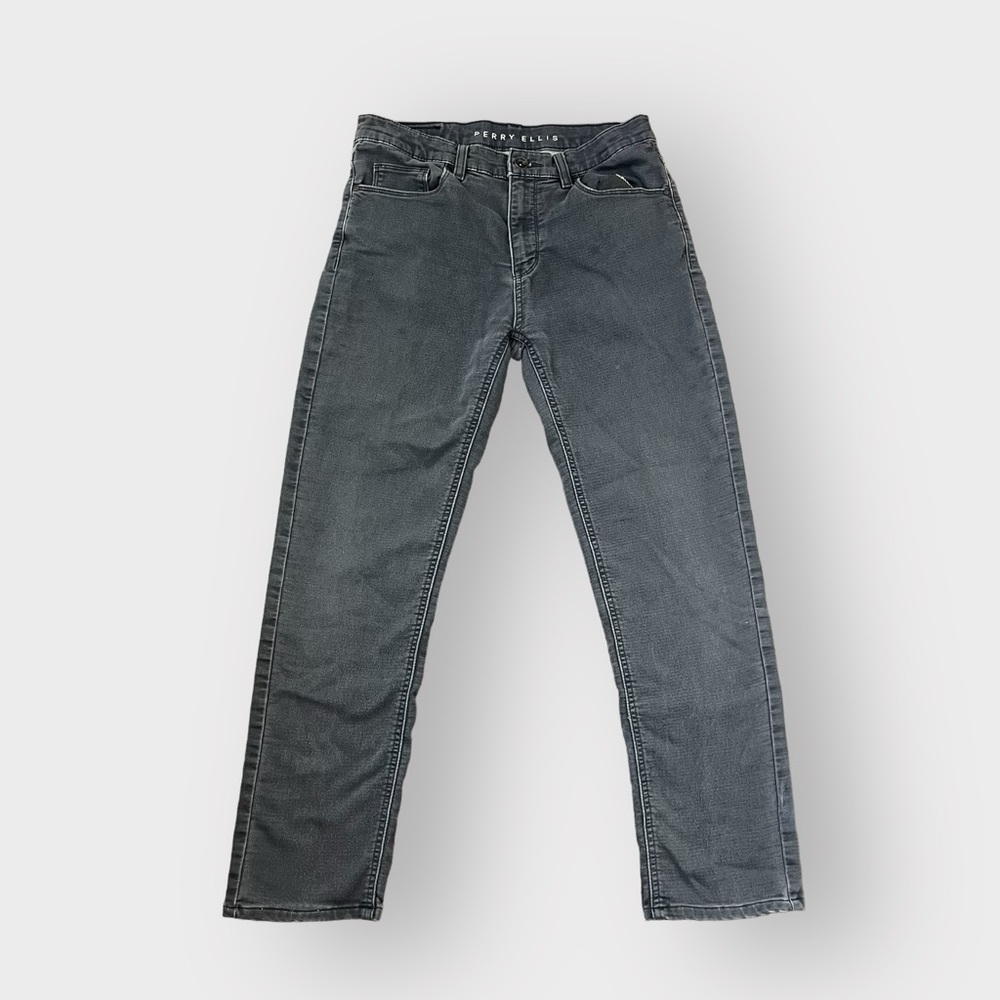 Perry Ellis Men's Grey Slim Fit Stretch Jeans 32W x 40L
